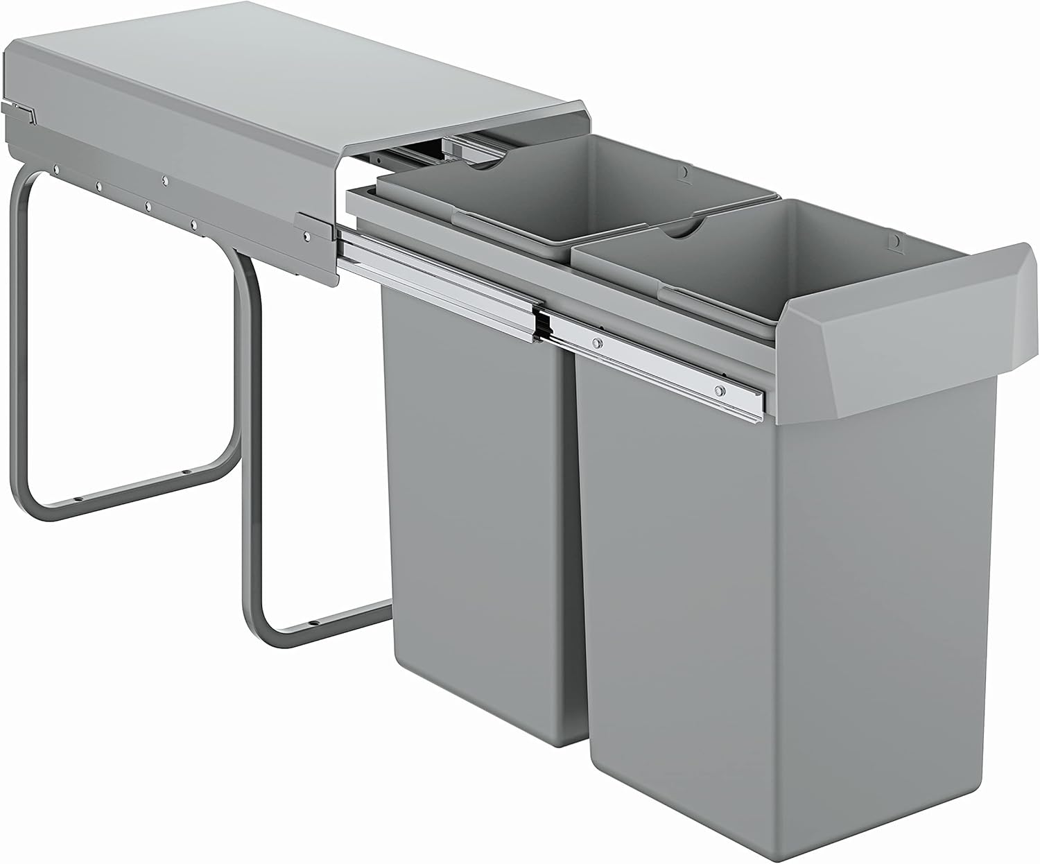 Blue Poubelle de Cuisine, Tri sélectif, Double Compartiment 2X15L, Installation au sol derrière une porte battante d'au moins 30cm, Compatible avec GROHE Blue Home, Gris, 40855000 Séparation à 2 compartiments 30 cm - 2x15L