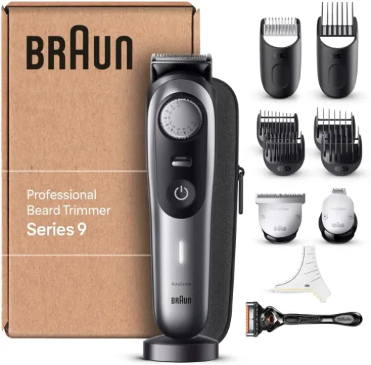 Tondeuse Electrique A Barbe Series 9 BT9440 Pour Hommes, Avec La Lame La Plus Affûtée De Braun Et Un Sabot De Précision, 40 Réglages De Longueurs, Étanche, Étui De Voyage, Rechargeable Braun Series 9 BT9440