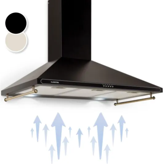 Hotte Aspirante 90 cm, Hottes de Cuisine avec Filtre de Hotte en Aluminium, Débit d'Air Puissant de 645m³/h, Eclairage LED, Extracteur d'Air Silencieux, Hotte Efficace avec Evacuation 90 cm Noir