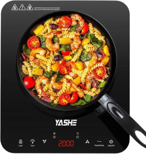 Plaque de cuisson – Table de cuisson à induction portable, 10 réglages de puissance et 10 réglages de température, plaque à induction de 2000 watts, minuterie de 4 heures, sécurité enfants Plaque de cuisson à induction 1 zone