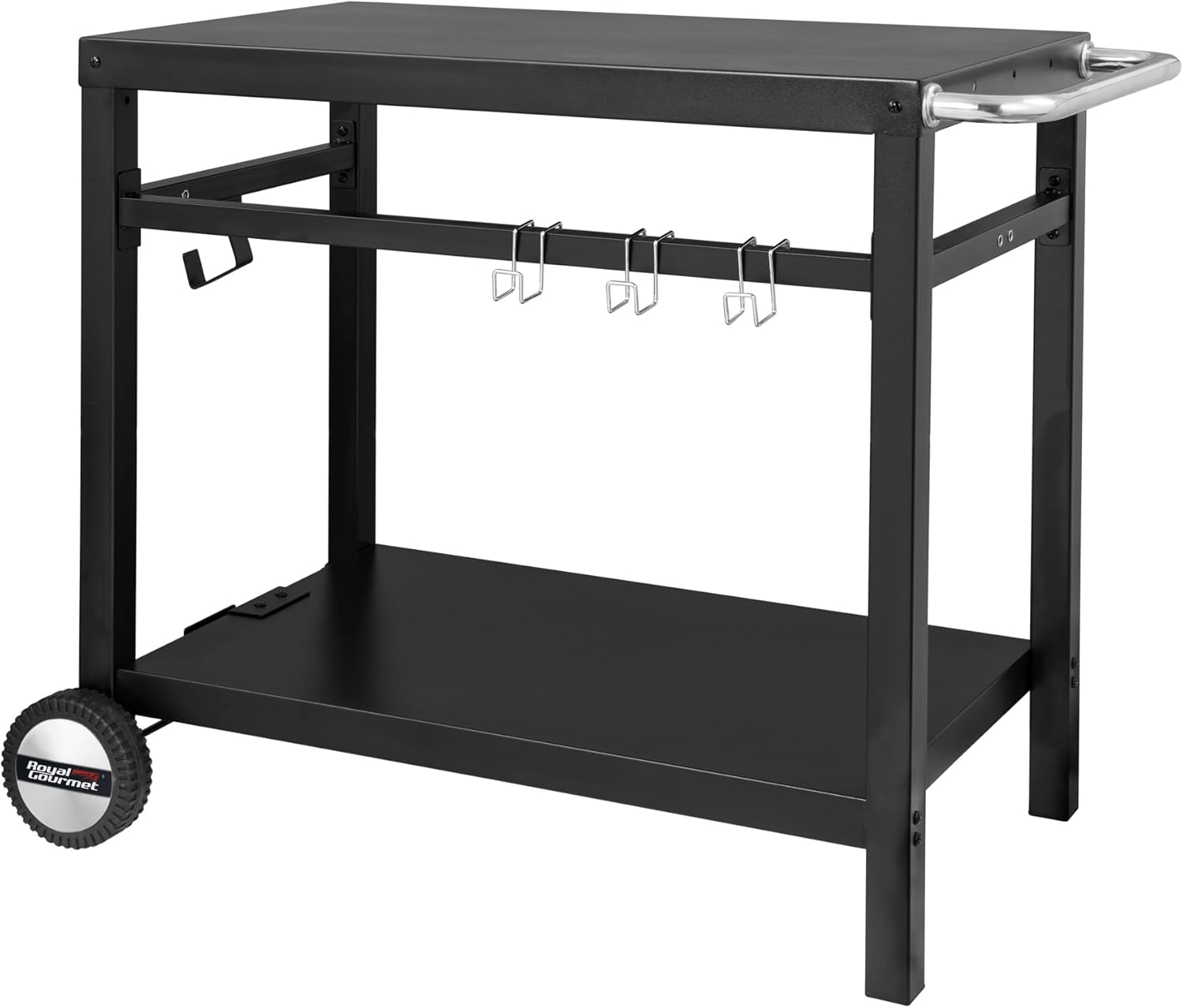 Desserte Plancha Extérieure, Chariot pour Barbecue en Métal avec Grande Surface de Travail, Adapté pour Dessertes de Jardin, Four a Pizza, 100,5 x 59 x 81 cm (Noir)