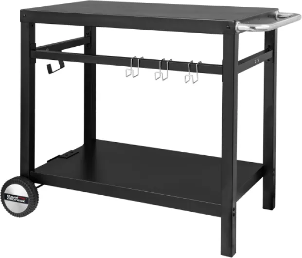 Desserte Plancha Extérieure, Chariot pour Barbecue en Métal avec Grande Surface de Travail, Adapté pour Dessertes de Jardin, Four a Pizza, 100,5 x 59 x 81 cm (Noir)