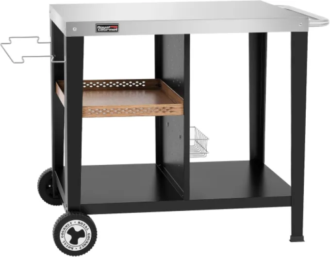 Desserte Extérieure pour Plancha, Chariot pour Barbecue avec Dessus de Table en Acier Inoxydable 85 x 50 cm, Style Vintage Industriel, Convient pour Cuisine et Jardin