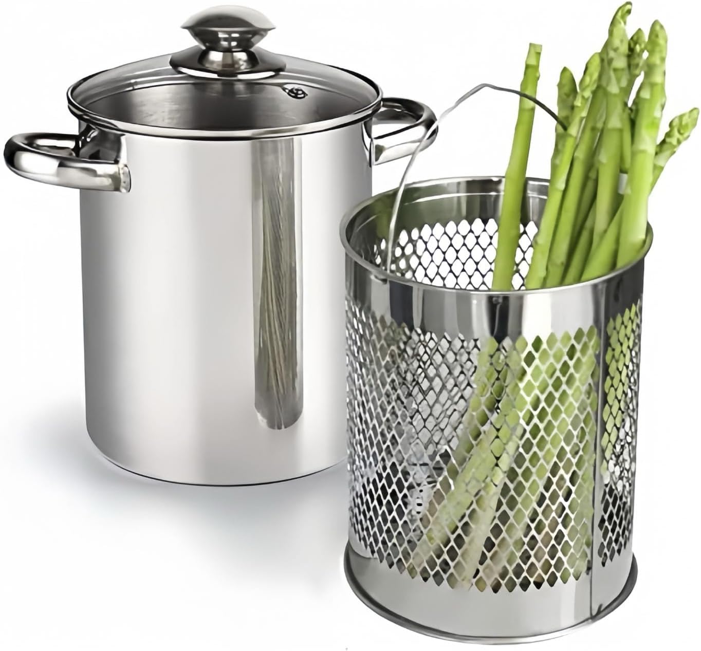 Cuiseur vapeur en acier inoxydable avec panier et couvercle pour asperges 16 cm 4 l