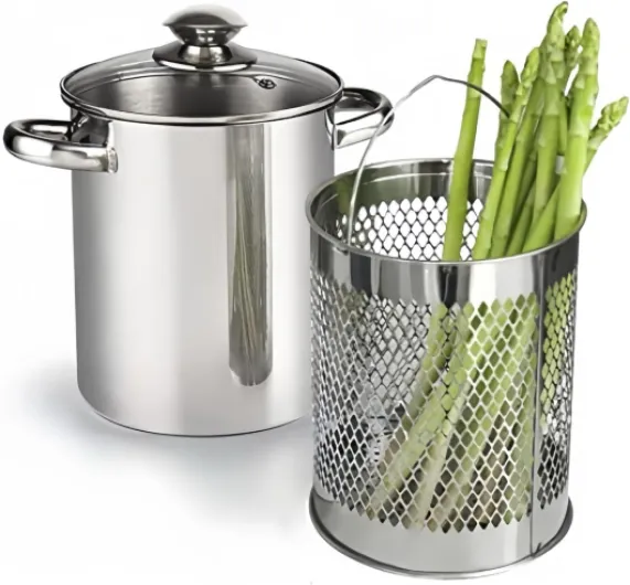 Cuiseur vapeur en acier inoxydable avec panier et couvercle pour asperges 16 cm 4 l
