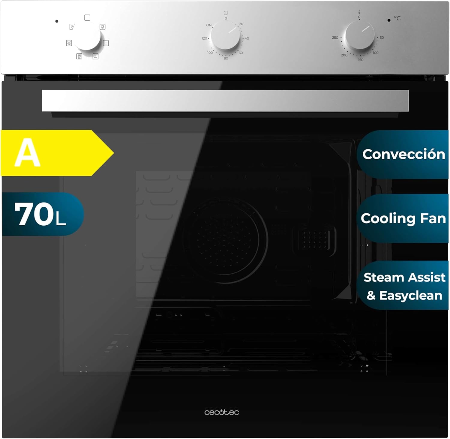 Four intégrable multifonctions Bolero Hexa M236000 Inox Time A.Four multifonctions Capacité de 70 L, 6 fonctions, classe A, 2800 W Inox - Minuteur