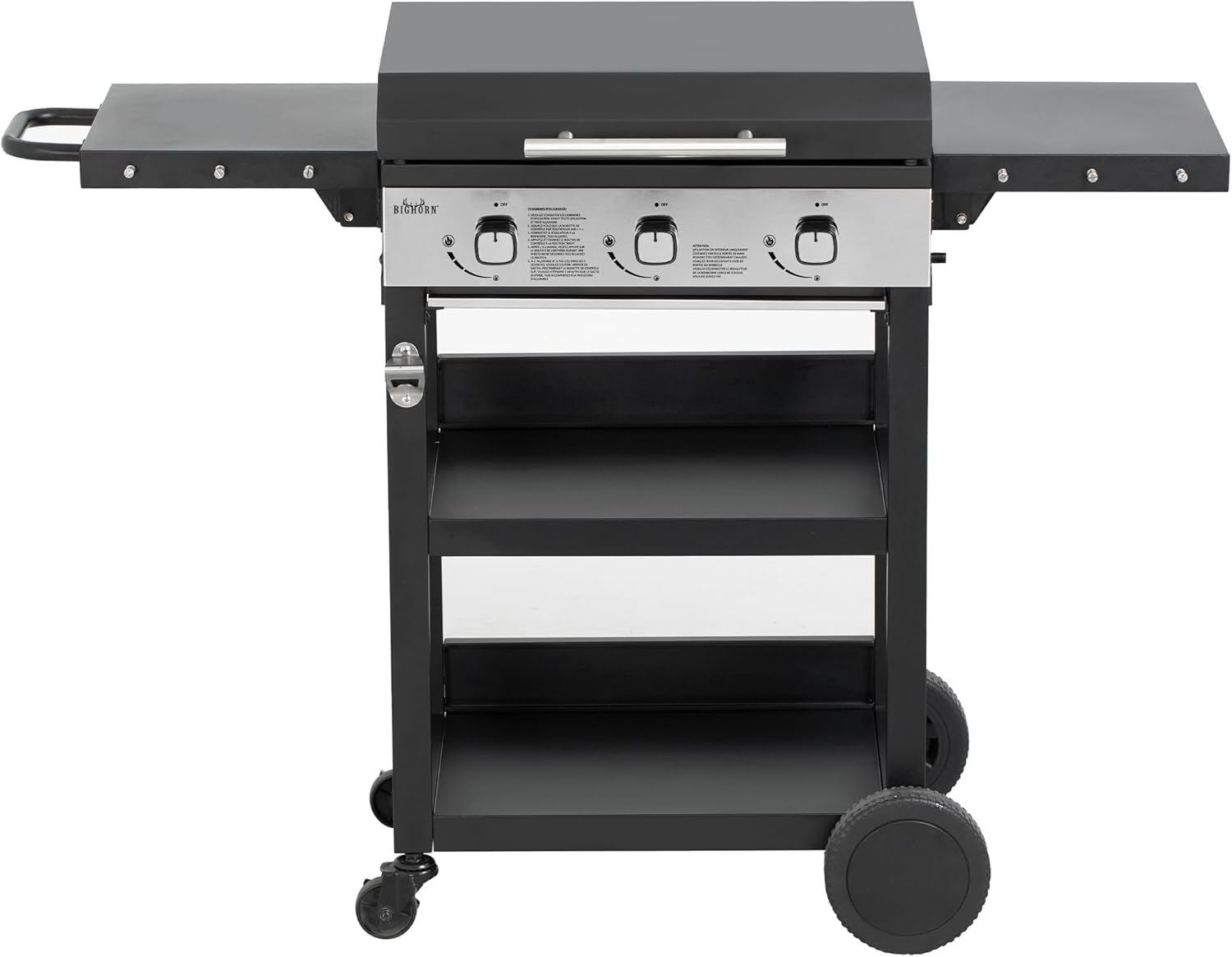 BIGHORN Plancha gaz de 3 brûleurs avec chariot et couvercle;7.2kw