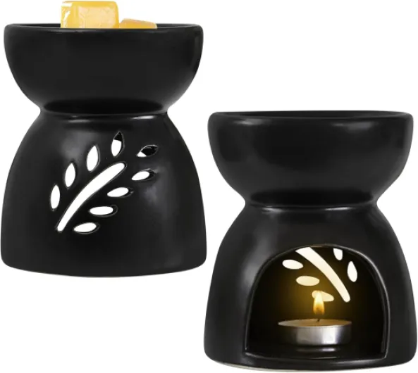 2pcs Lampe à Parfum en Céramique, Brûleur Huile Essentielle, Bruleur Bougie en Ceramique avec Cuillère à Bougie, Brûleurs à Huile pour Le Décor de Chambre de Salon de Cadeau