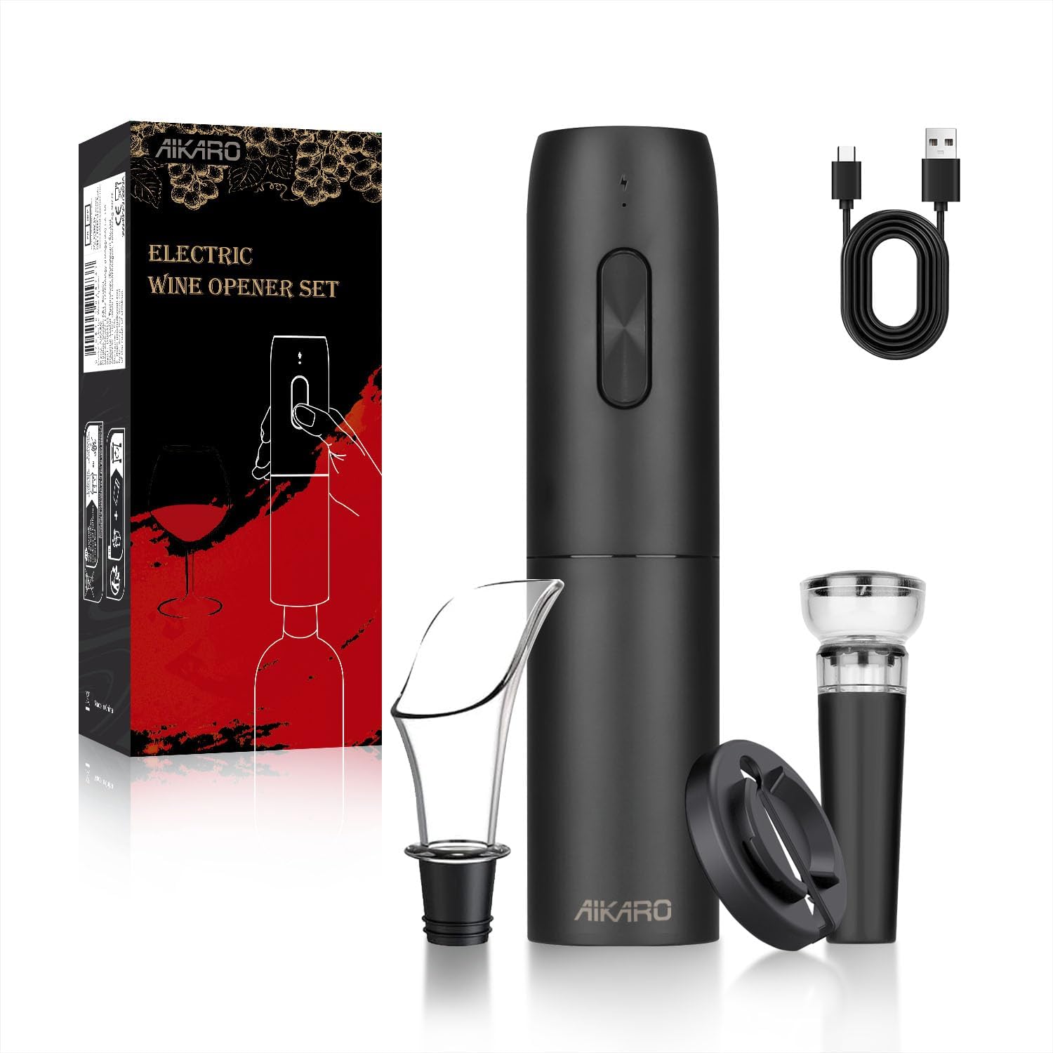 Tire-bouchon Électrique, Ouvre-bouteilles de Vin Automatique, Rechargeable (Set A)