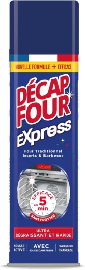 DECAPFOUR Express - Ultra-Dégraissant et Rapide - Mousse Active - Idéal pour Fours Traditionnels, Inserts et Barbecues - Super Puissant - Efficace en 5 min - Fabriqué en France - Aérosol 500 mL Express 500 g (Lot de 1) Nouvelle Formule