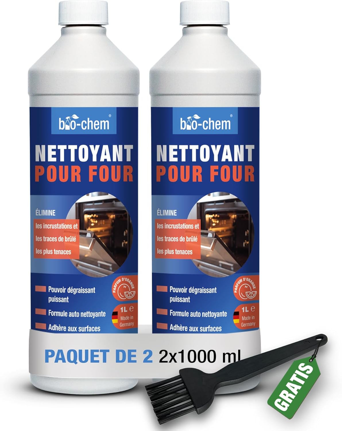 Bio-Chem - Nettoyant four 2L + pinceau - Dégraissant auto-nettoyant pour four, cuisine, barbecue - Decap four, grille barbecue, insert, cheminée - Nettoyants ménagers 3) 2L + Pinceau