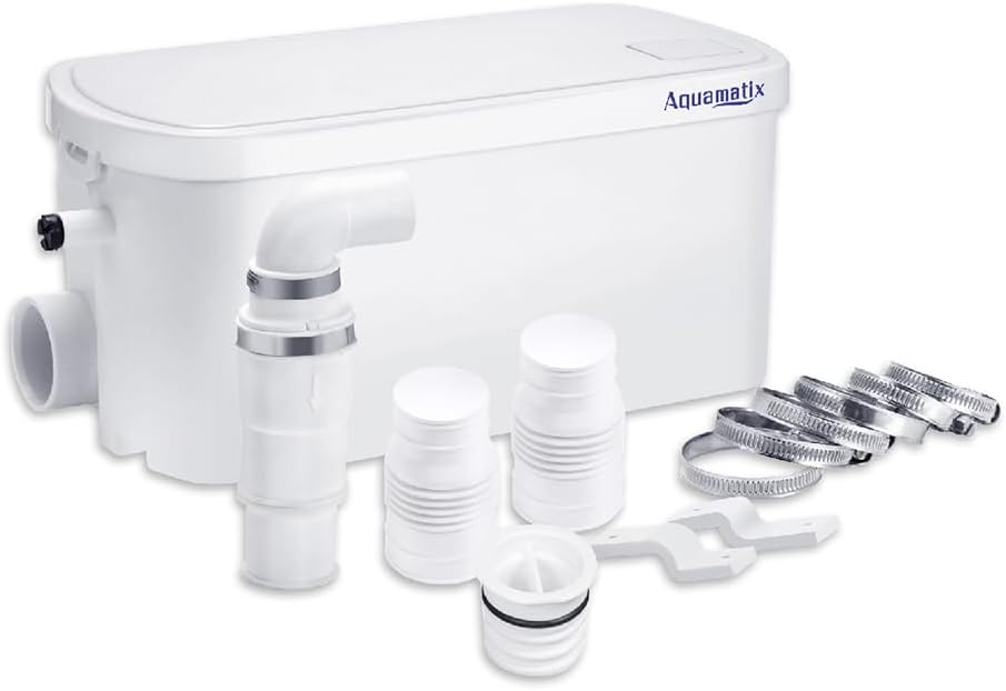 Pompe de douche 250W compacte Pompe de Relevage 8m Distance de pompage verticale 100L/min pour douches, éviers 2 entrées