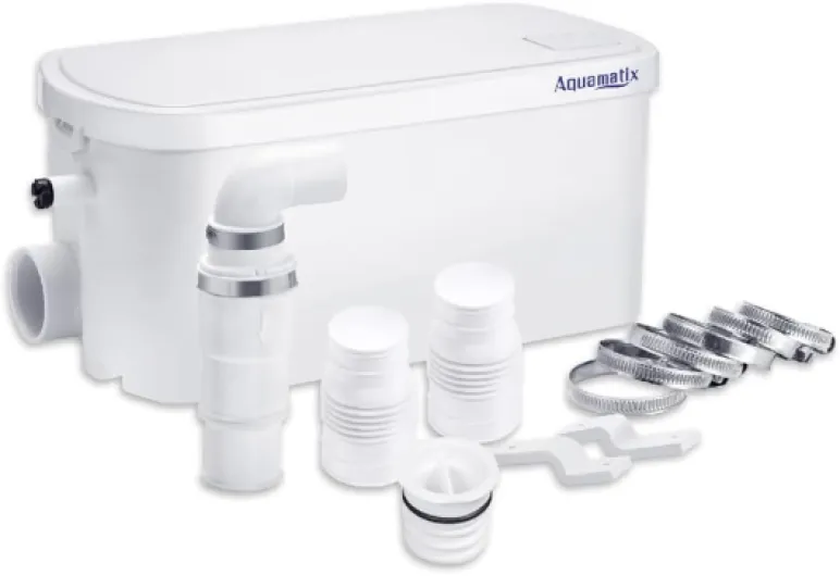 Pompe de douche 250W compacte Pompe de Relevage 8m Distance de pompage verticale 100L/min pour douches, éviers 2 entrées