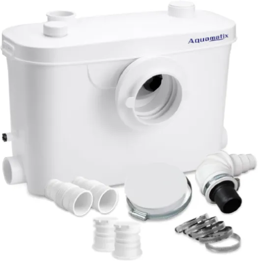 Broyeur Sanitaire 400 W Pompe de Relevage sanitaires 100 L/min Distance de pompage verticale de 6,5 m avec 3 entrées pour Toilettes, Évier et Baignoire avec filtre à charbon