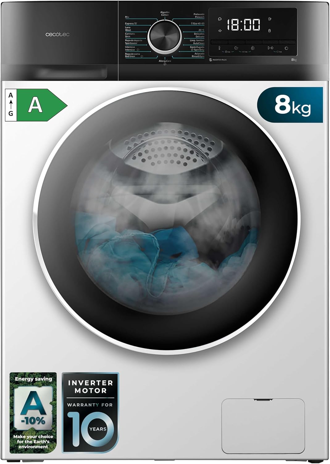 Lave-linge 8 Kg Chargement Frontal Bolero Dresscode 8500 Inverter A - 1900 W, 1400 rpm, Moteur Inverter Plus, Basse Consommation, 16 Programmes, SteamMax, Delay Start, Blanc 8 Kg Blanc - Série 500