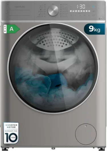 Lave-linge 9 kg à Chargement Frontal Bolero DressCode 9800 Inverter Steel A 1400 tr/min, Classe A, 16 Prog, Moteur Inverter Plus, SteamMax, OnSmart, SpaCare, Fuzzy Logic et Écran Tactile XXL 9 Kg Steel