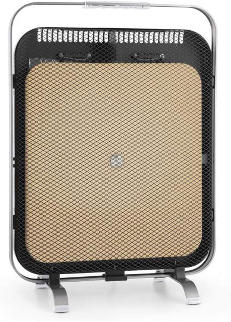 HeatPal - Radiateur electrique extra plat, Chauffage infrarouge, Panneau rayonnant, 1300W, jusqu'à 30 m², Accumulation de Chaleur, Plateau en marbre, Argent/Noir Argent-noir