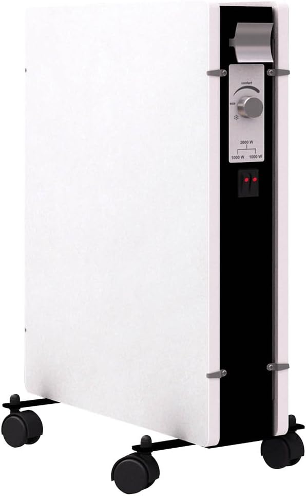 Mazda - Radiateur mobile - Radiateur à inertie en pierre mirida - Thermostat réglable 1000 et 2000w - sable blanc