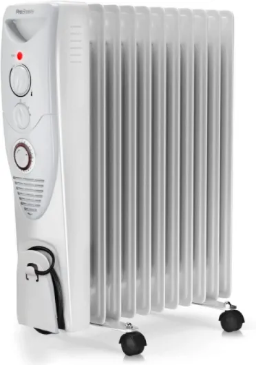 Radiateur à Bain d'huile 2500W, 11 éléments - Chauffage électrique Portable avec Minuterie intégrée, 3 Niveaux de Chaleur, Thermostat réglable, Caractéristiques de sécurité intégrées - Blanc