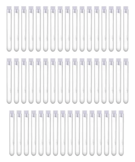 HUAZIZ 50 pièces Tubes à Essai en Plastique, Tubes à Essai pour Echantillons en Plastique, Tubes Cadeaux avec Bouchons, Tubes à Essai Vides, Tubes à Essai en Plastique Transparent de 25 ml