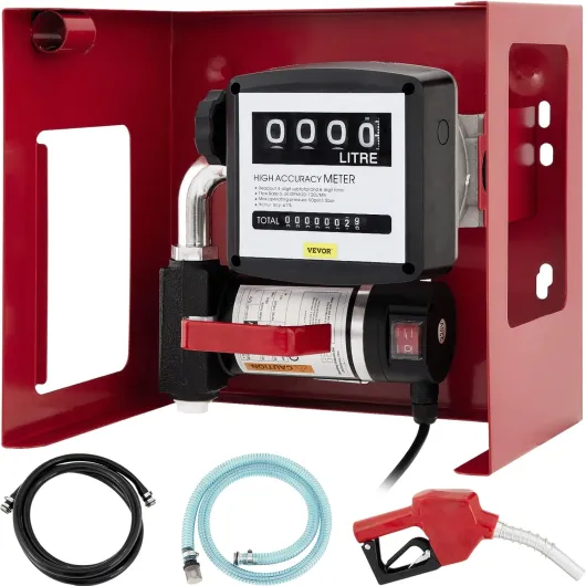 Pompe Diesel Automatique 230 V, Pompe Gasoil Électrique 40 L/min, Pompe à Fioul 2800 tr/min, Pompes à Carburant Auto-Aspirant avec Débitmètre, Moteur Puissant Pompe Diesel Automatique/230V