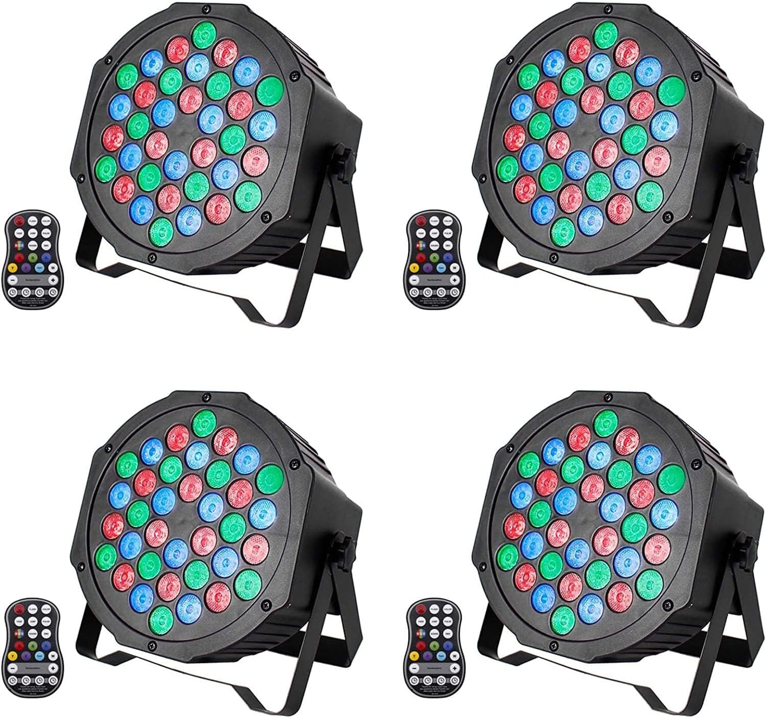 4PCS RGB Par LED Batterie D MX Sans Fil, Rechargeable 36 LED Projecteur Lampe de Scène avec Télécommande, Exterieur Fête Uplights Peut être allumé 4-12 Heures pour Mariage Disco Bar Noël 4 pack