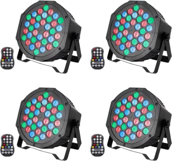 4PCS RGB Par LED Batterie D MX Sans Fil, Rechargeable 36 LED Projecteur Lampe de Scène avec Télécommande, Exterieur Fête Uplights Peut être allumé 4-12 Heures pour Mariage Disco Bar Noël 4 pack