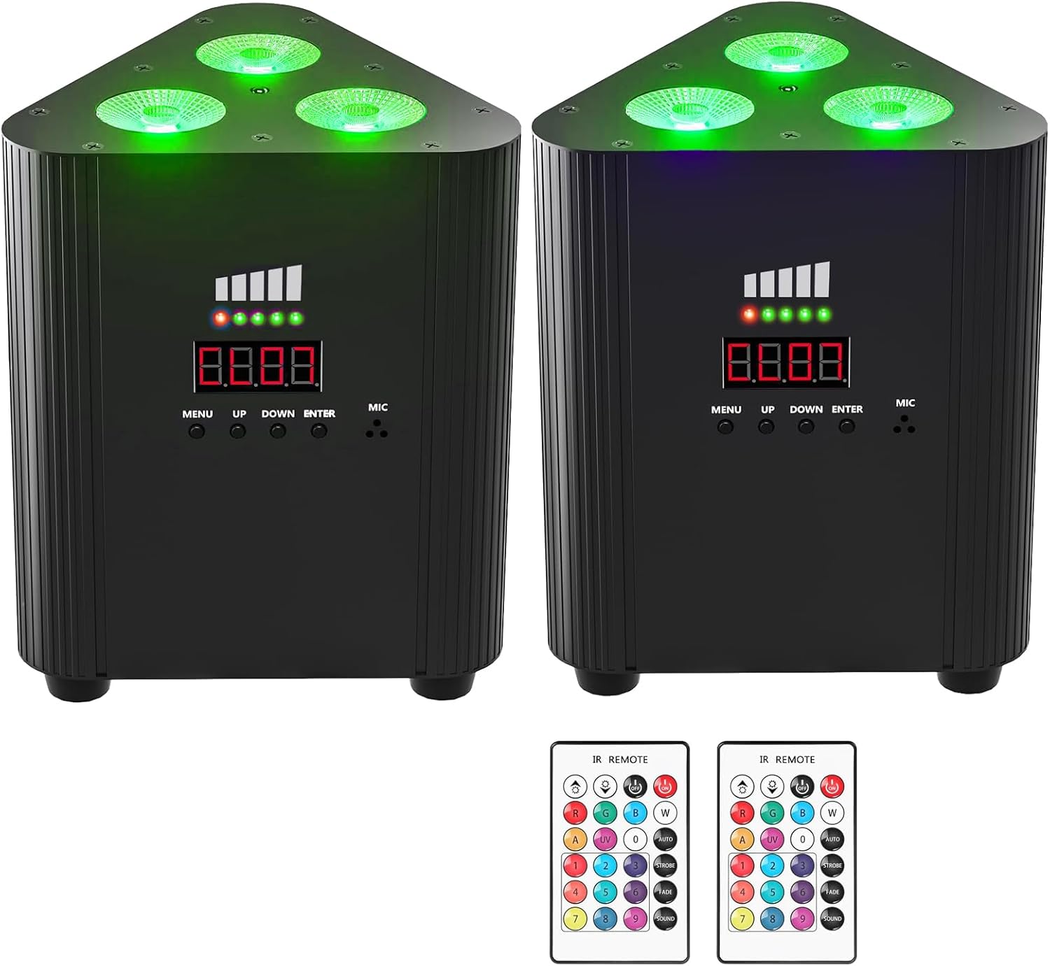 RGBW Projecteur LED Par rechargeable batterie 4400 mAh, télécommande/contrôle DMX éclairage de scène sans fil avec indicateur de charge Lumière DJ pour fête Noël discothèque mariage (2 pièces)