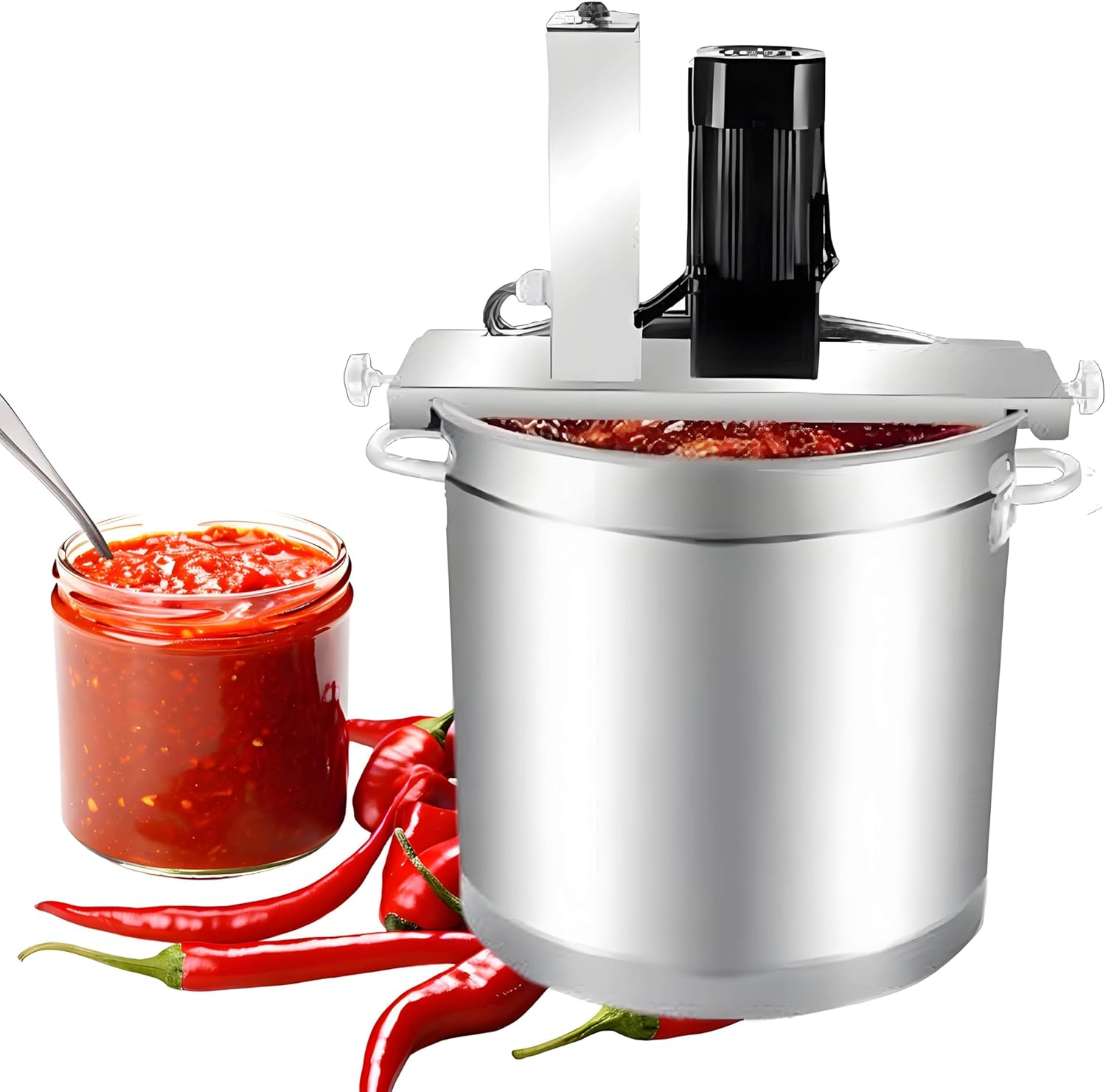 Mixeur à Confiture Automatique, marmite en Acier, mixeur à Sauce Chili, Robot culinaire Professionnel, pour Soupe, Sauce Chili, Bouillie de Confiture Model30cm