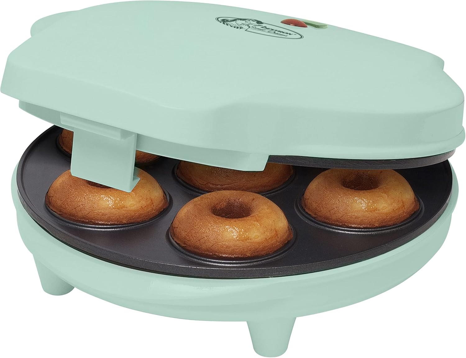 Appareil à donuts au Design Rétro, Mini-Machine à Donuts pour 7 petits Donuts, inclut Témoin de Cuisson & Revêtement Antiadhésif, 700 Watts, Sweet Dreams Collection, Couleur: Vert Menthe