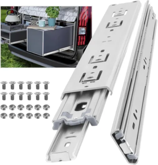 Glissiere Pour Tiroir Charge Lourde 400 mm Pour Camping Car & Van Latéral Coulisse de Tiroir Sortie Totale Rail Coulissant Glissière a Bille Charge max 68 kg 1 Paire(2 pièces) 51mm Wide（Without Lock） 16inch(400mm)