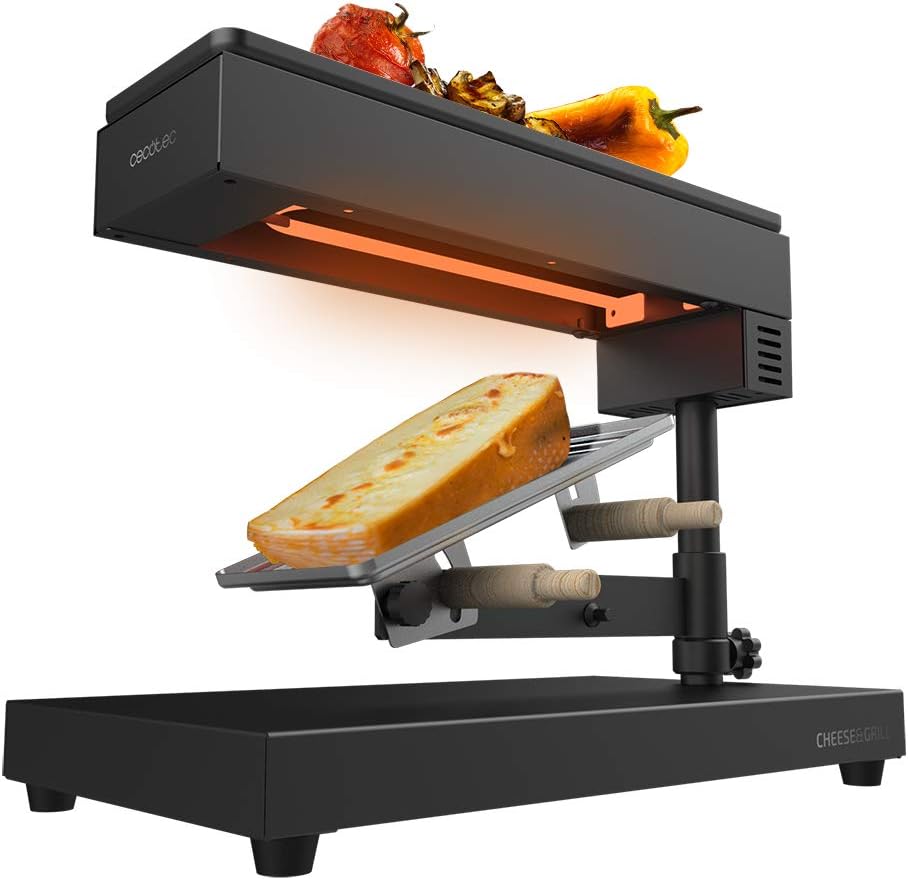 Raclette traditionnelle Cheese&Grill 6000 Black - Puissance de 600W, Fonction gril, Acier inox, 2 Spatules en Bois, Thermostat réglable Chees&grill 6000 Black