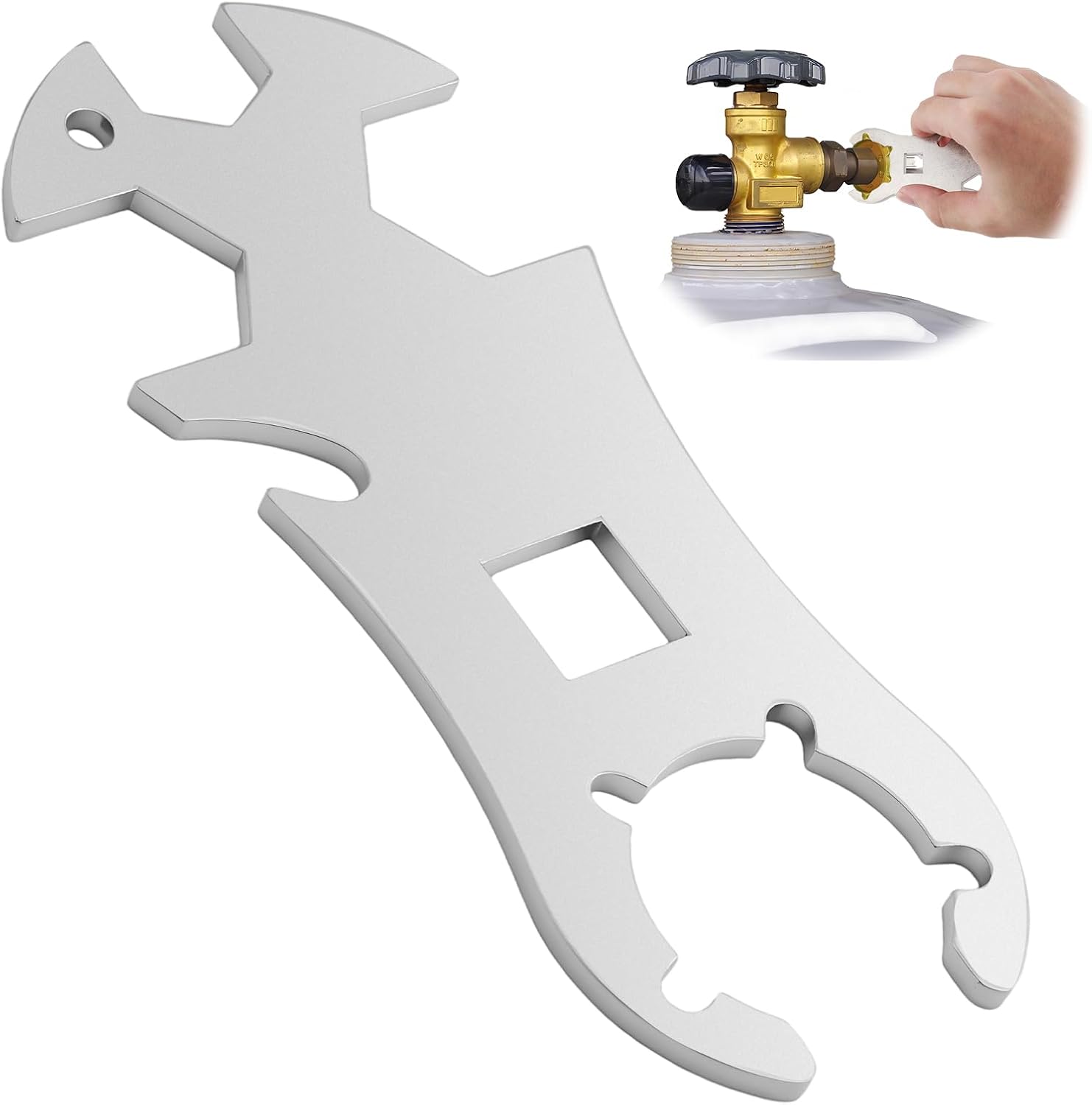 Clé Multifonction pour Bouteille de Gaz en Acier Inoxydable, clé Multifonction Robuste pour Bouteilles de gaz de 5 kg et 11 kg, idéale pour Les barbecues et Les Amateurs de Camping, Inoxydable et