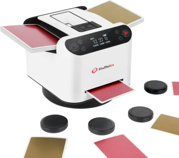 Automatique Mélangeurs de Cartes et Distributeur 2 en1, Ultra Silencieux, Rechargeable, Fonctionne avec UNO, Five Crowns, Monopoly Deal, Bicycle and Maverick Cards (Blanc)