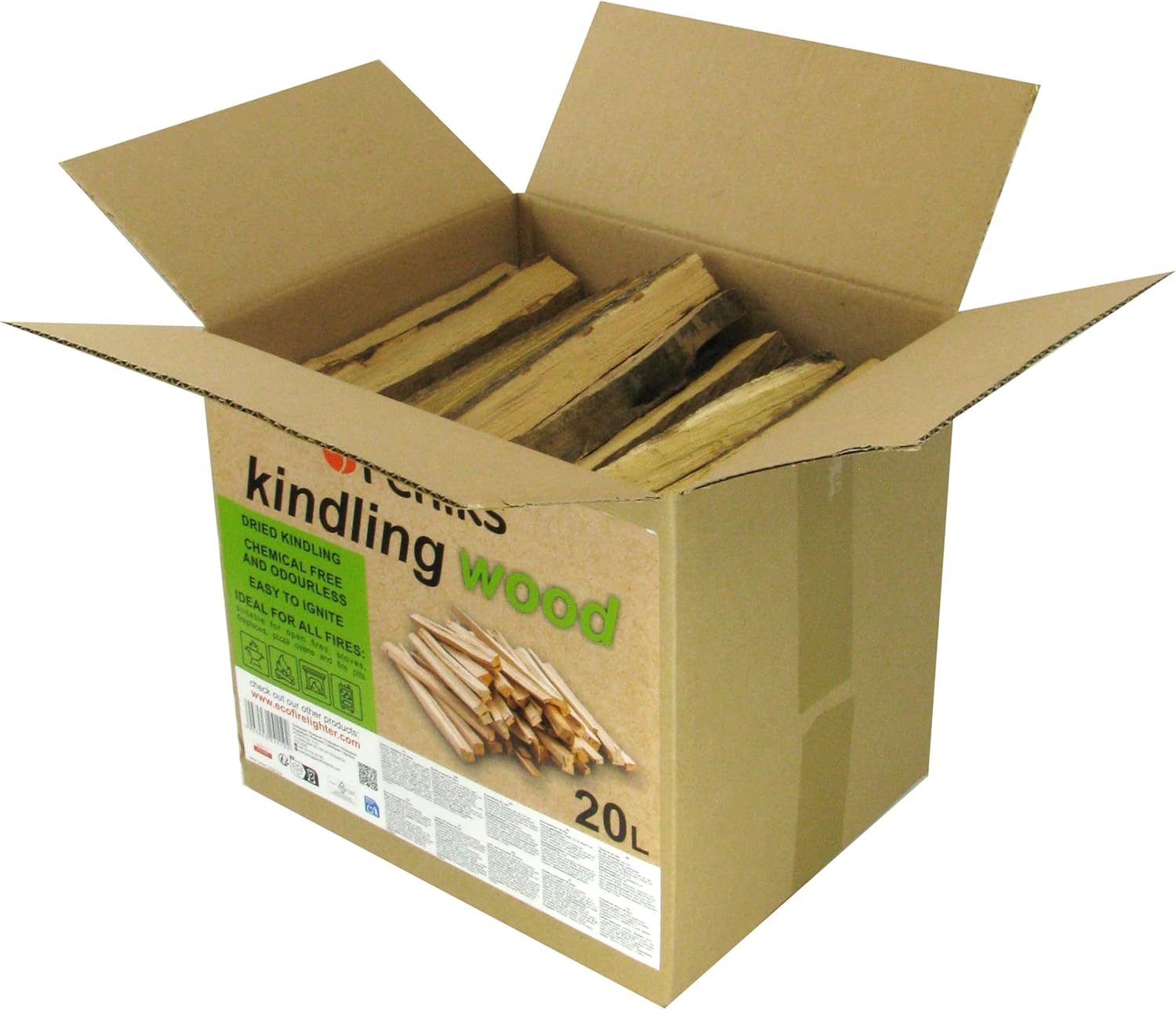 Bois d'allumage Feniks 20 litres (environ 5-6 kg) - bois sec pour cheminée et barbecue (longueur environ 25 cm) 5-6kg (20L)