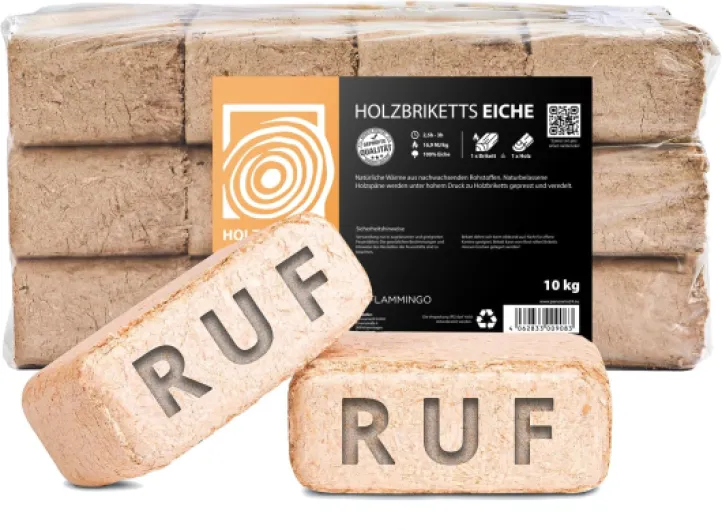 Briquettes en Bois RUF chêne, 20kg, Bois de Chauffage cheminée Four briquette Charbon Chauffage Bois