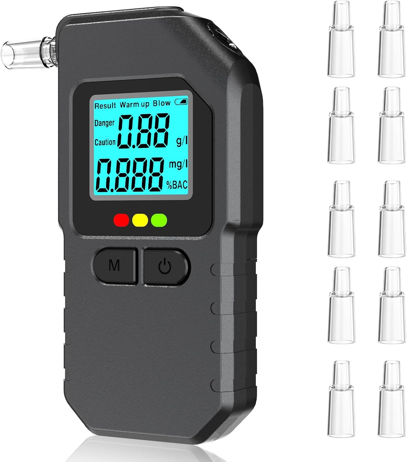 Ethylotest Electronique - Alcotest Numerique avec 10 Embouchures, Etiloteste Electronique, ethylometre mesures de Haute précision, pour Tests personnels domestiques, MR1101 (MR1101-0723)