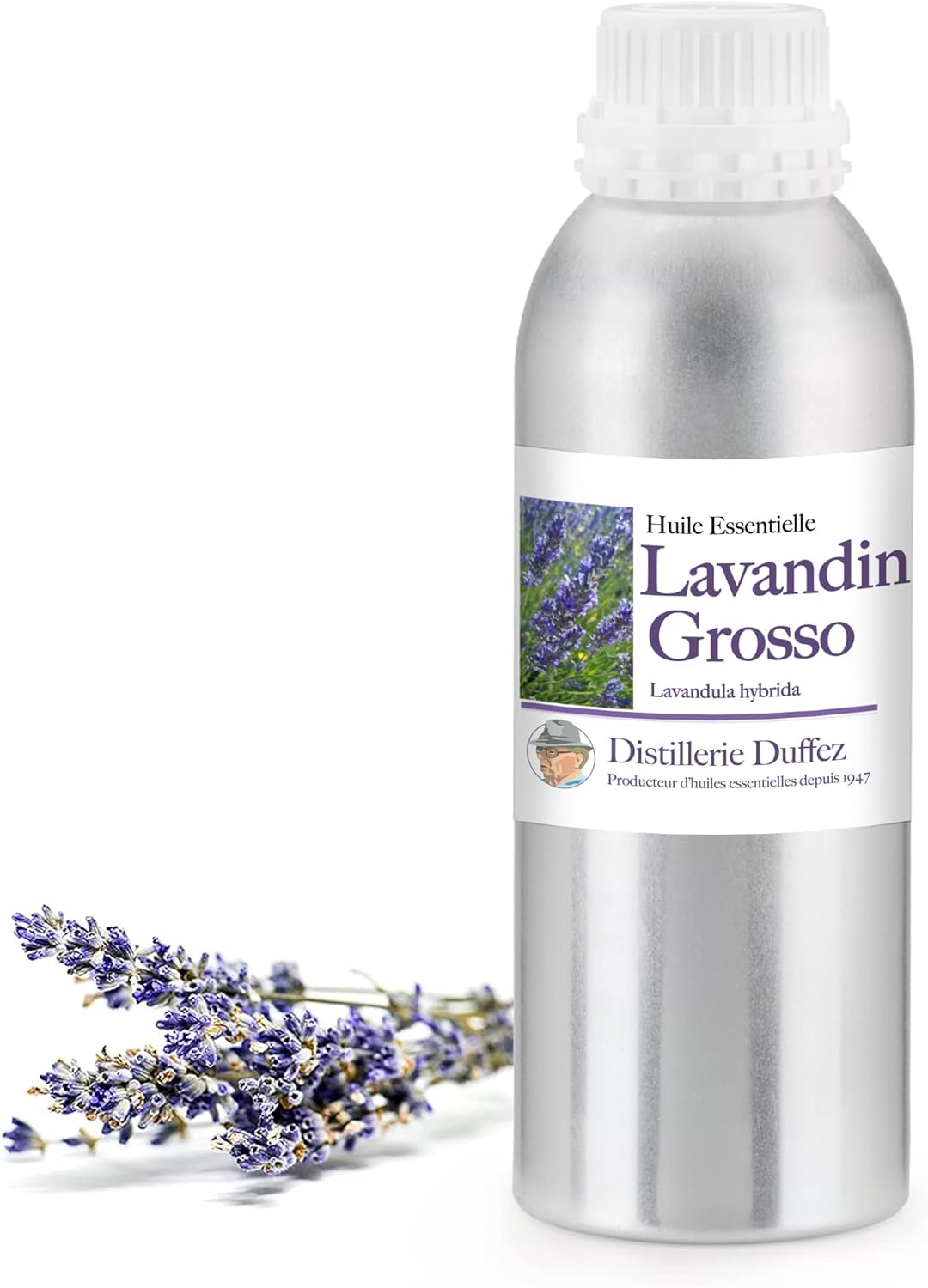 Huile Essentielle de Lavandin Grosso 1L - 100% Pure et Naturelle - Producteur Français en Drôme Provençale - Distillerie Duffez 1 l (Lot de 1)