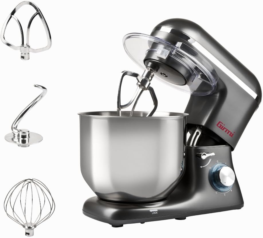 Girmi IM46 Pétrisseur Planétaire "Gastronome 8L", pâtes jusqu'à à 3kg, 1400 W (1800 W Max), 8 Litres, 6 La Rapidité, Gris Anthracite