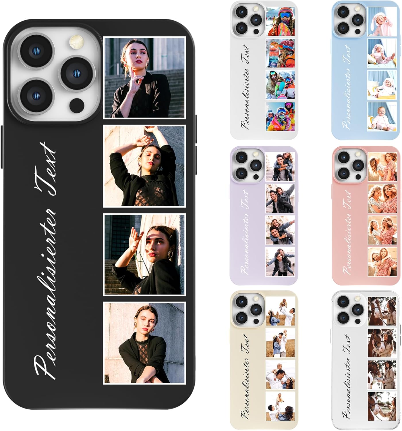 Coque Personnalisée Compatible avec iPhone 16 Pro Max,Texte & Photo–Coque Personnalisable Souple TPU,Idéal comme Cadeau pour Couple ou Famille iPhone 16 Pro max Foto&Text-7