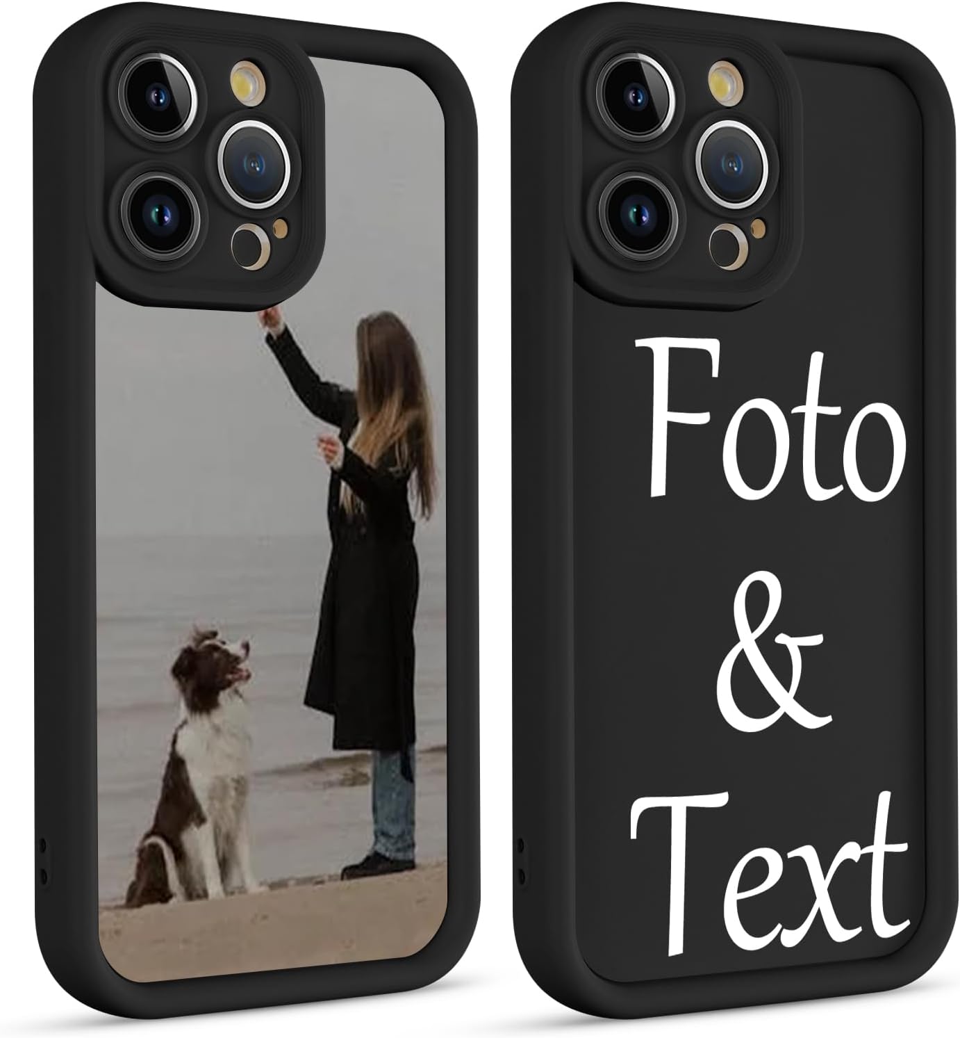 Coque Personnalisée pour iPhone 16 Pro 6,3", Personnalisable Étui avec Votre Propre Photo Texte Image, Personnaliser Custom Housse de Protection TPU Bumper Cover pour iPhone 16 Pro, Noir iPhone 16 Pro Noir