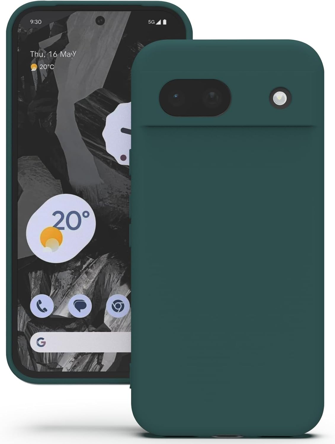 Coque pour Google Pixel 8A, Housse en Silicone Doux avec Découpes Précises pour Caméra, Design Ultra Mince, Protection 360° à Bords Surélevés - Vert Pixel 8A Vert foncé