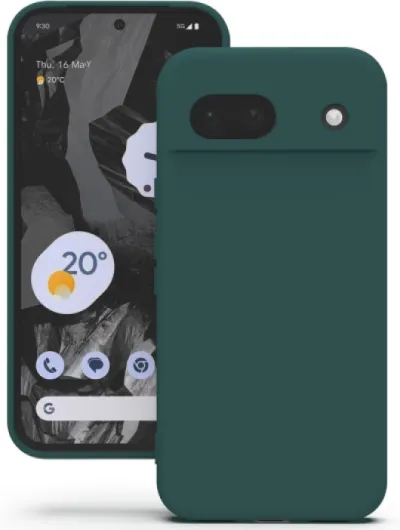Coque pour Google Pixel 8A, Housse en Silicone Doux avec Découpes Précises pour Caméra, Design Ultra Mince, Protection 360° à Bords Surélevés - Vert Pixel 8A Vert foncé