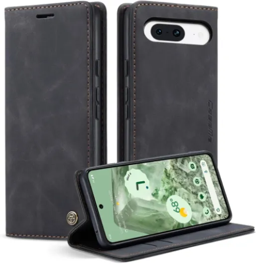 Coque pour Google Pixel 8A Clapet Case en Cuir Pochette Protection Portefeuille Rabat Etui Premium Housse Porte Carte Magnétique Étui pour Google Pixel 8A, Noir Google Pixel 8A Noir
