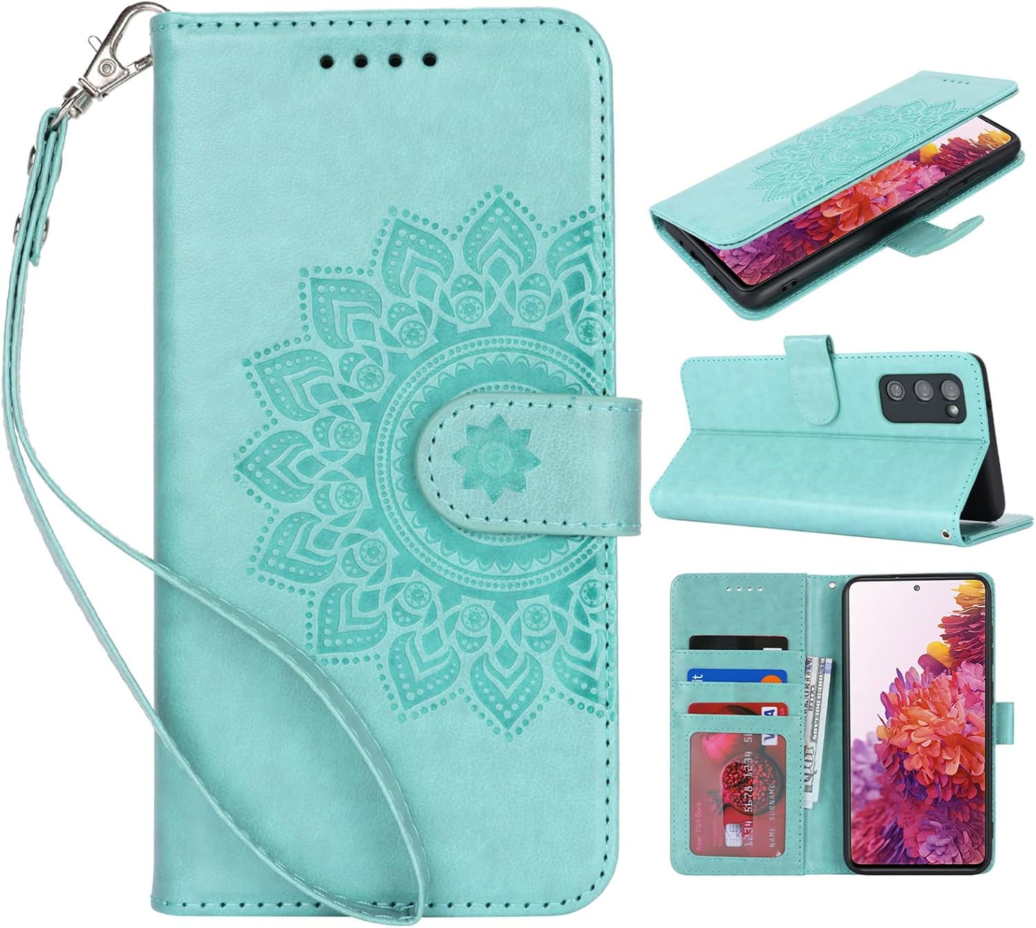 ELTEKER Etui Coque pour Samsung Galaxy S20 FE Protection Housse en Premium Cuir PU Pochette Rabat Clapet Case Porte Carte Magnétique Etui Portefeuille pour Samsung S20 FE - Vert Samsung Galaxy S20 FE Vert