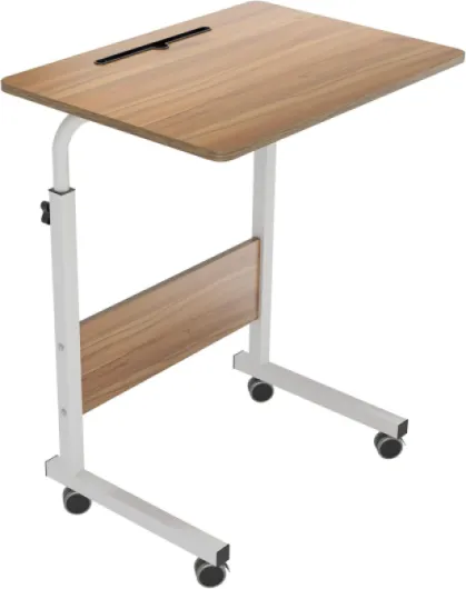 DlandHome Table Roulante de Lit Canapé pour Ordinateur Portable Hauteur Réglable Table d'appoint avec 4 roulettes Verrouillables pour Bureau Chambre + Rainure de Tablette, 60 * 40cm, Chêne 40 x 60 cm Chêne