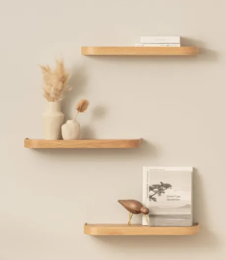 .® Étagère Murale Set 'Toke' - 3 Tablette Murale en Placage Bois Véritable - Étagère Flottante pour Décoration Murale et Rangement en Salle de Bain, Salon, Cuisine, Chambre et Plus - Chêne Chêne 47cm x 13cm (Lot de 3)