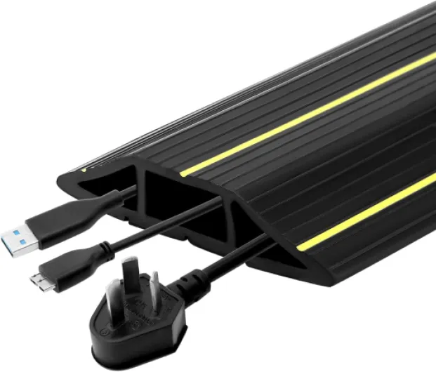 QWORK® Protege Cable Sol, 3 M, Passe Cable, 3 Canaux, Dissimule et Protège Cordons, Fils et Câbles