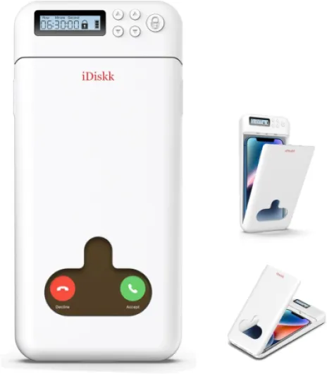 IDiskk Boîte de Verrouillage de téléphone avec minuterie, iPhone Timed Locker Box pour Android Sumsung/Google/iPhone Phone Jail pour Enfants/étudiants/Parents pour se concentrer davantage (Blanc)