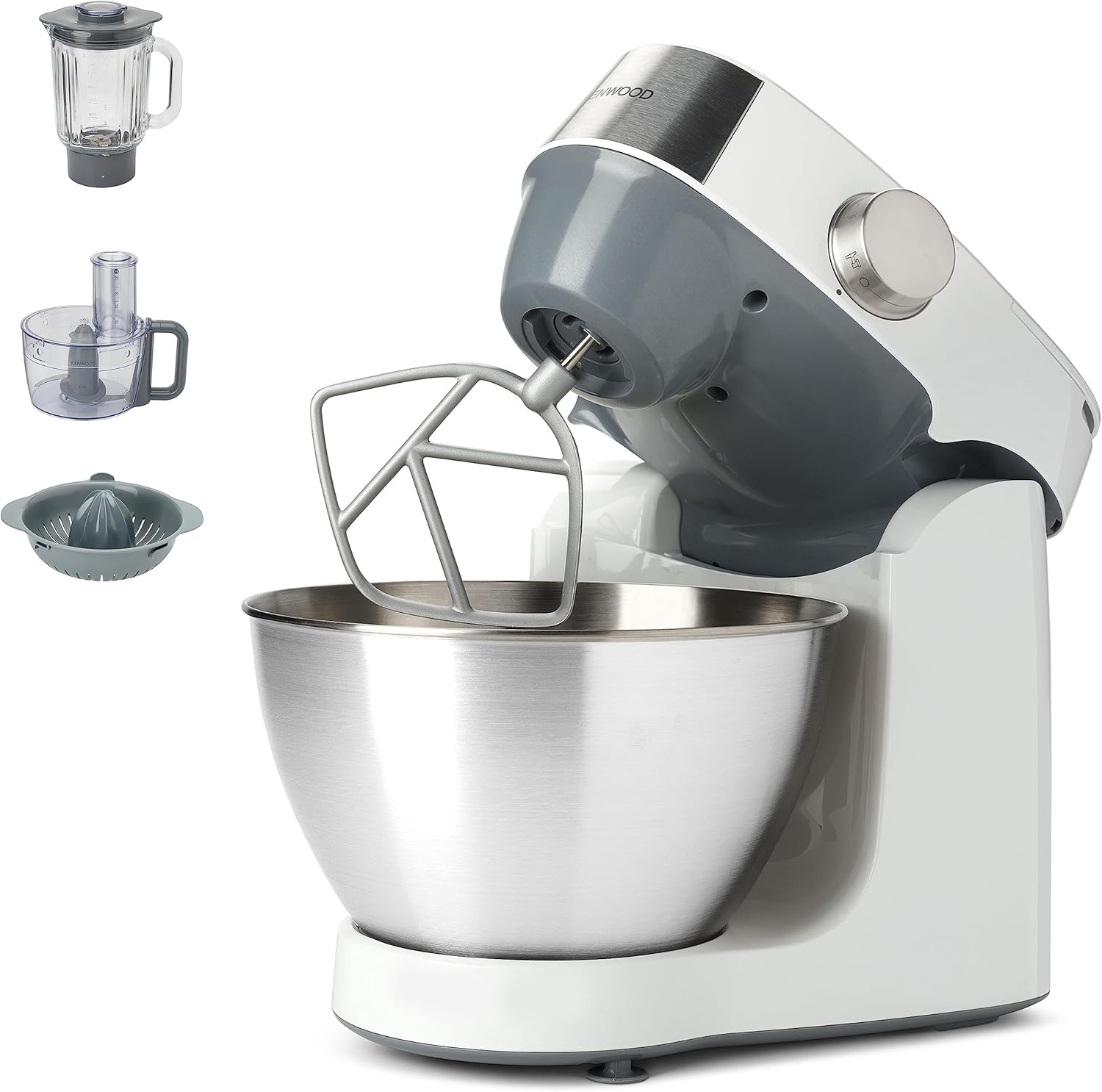 KHC29A.J0WH Prospero+ Robot pâtissier avec bol 4,3L, fouets, accessoires de cuisine, presse-agrumes et mixeur